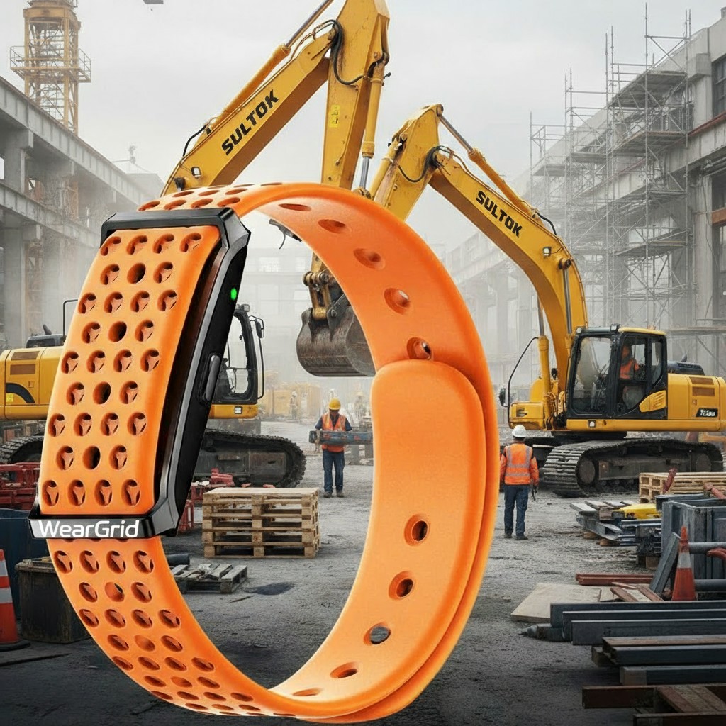 WearGrid safety wristband on a construction site
